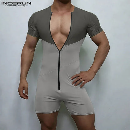 Colour-Block Zip Bodysuit – 3 Colours | S–3XL | Polyester & Elastane