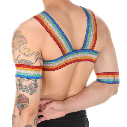 Rainbow Elastic Harness & Bracelet Set | One Size | WorldPride 2026