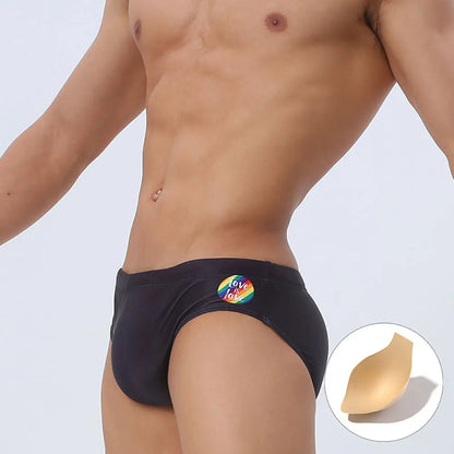 Pride Swimbrief – Black & White | With or Without Pad | M–XXL