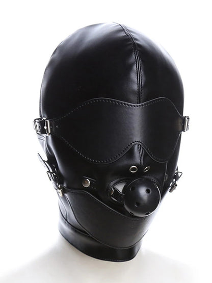 Premium Leather Cap with Eye Mask & Mouth Gag – 3-Piece Set | One Size