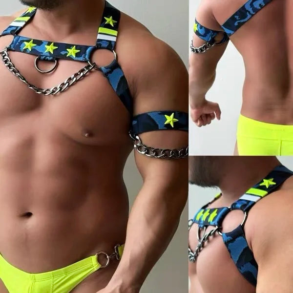 Pineapple-Wear Blue Chain Harness Set | Shoulder Straps & Body Chain | One Size