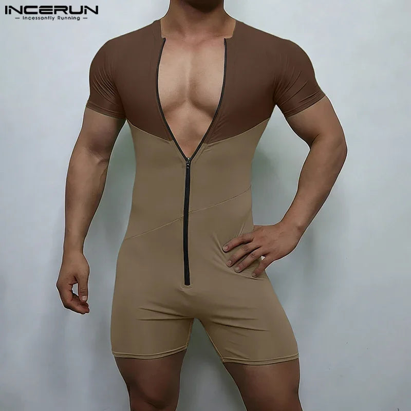 Colour-Block Zip Bodysuit – 3 Colours | S–3XL | Polyester & Elastane