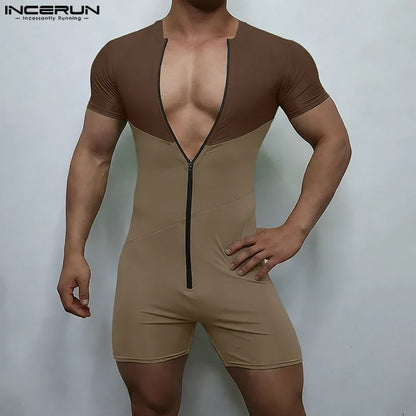 Colour-Block Zip Bodysuit – 3 Colours | S–3XL | Polyester & Elastane