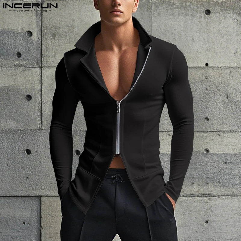 Incerun Collared Vest | Black, White & Blue | S–5XL