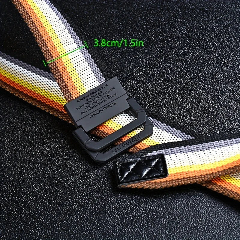 Pride Flag Stripe Canvas Belt – 9 Designs | Double Ring Buckle | 125cm