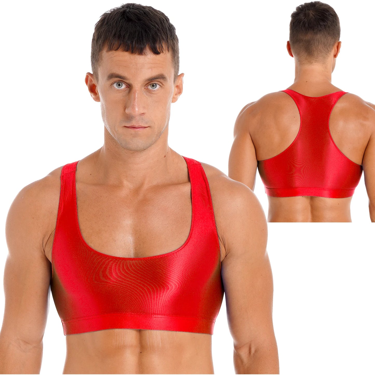 Men's Crop Top | Deep U-Neck Y-Back | 9 Colours | L & XL