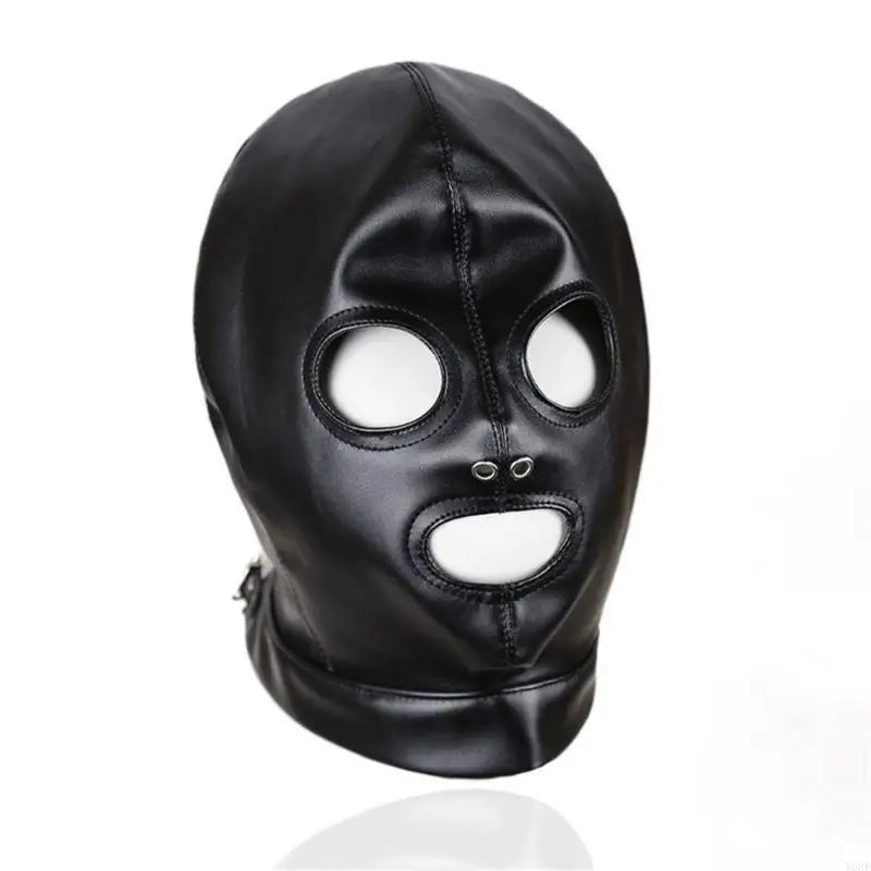 PU Balaclava Head Cover – Black | One Size | Eye & Mouth Opening