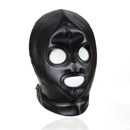 PU Balaclava Head Cover – Black | One Size | Eye & Mouth Opening
