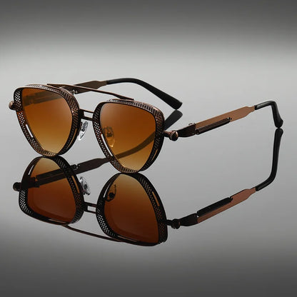 Hollow Frame Geometric Sunglasses – UV400 | 3 Shapes | Alloy Double Beam