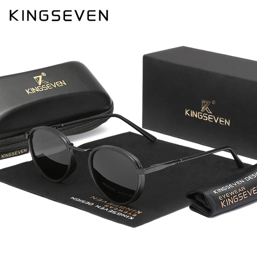 Kingseven Retro Round Sunglasses – 5 Colours | 47 mm Lenses | Alloy & Polycarbonate