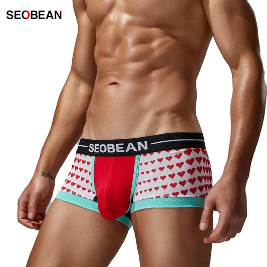 Heart Print Boxer Brief – 4 Colours | M–2XL | Polyester & Lycra
