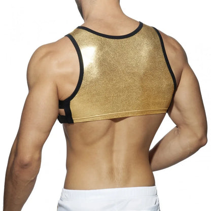 Crop Top Harness – Gold | One Size | Faux Leather