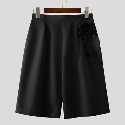 INCERUN Men's Flower Wide Leg Shorts – High Waist Baggy Streetwear | S–5XL
