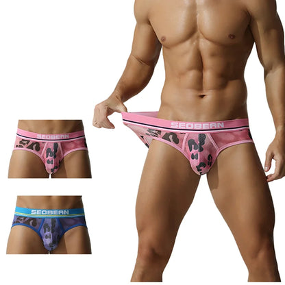 Leopard Mesh Brief – Purple & Pink | M–2XL | Polyester & Elastane