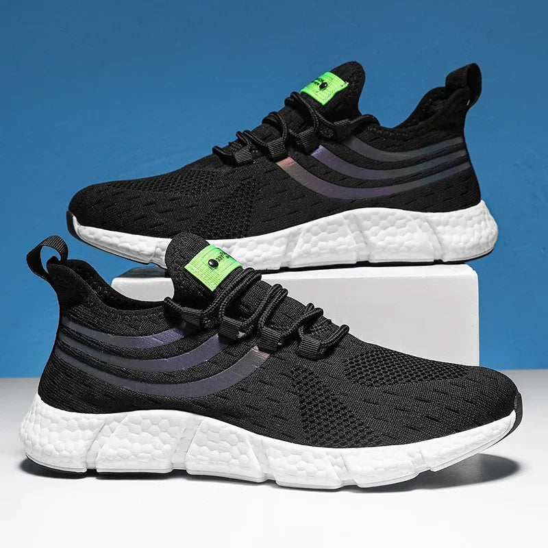Striped Air Mesh Sneakers | Black & White | EU 36–46