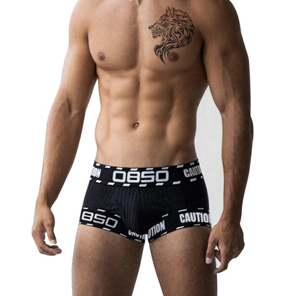 Caution Print Boxer Short – Black, Blue & Yellow | M–2XL | Cotton & Lycra