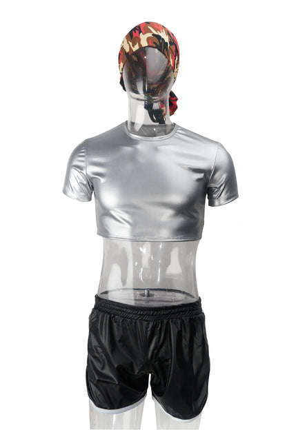 Shiny Short-Sleeve Top – 3 Colours | M–4XL | Polyester