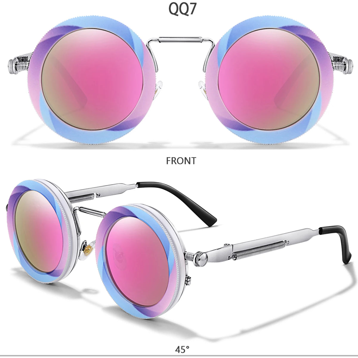 Round Steampunk Sunglasses – UV400 | 10 Colours | Metal Frame
