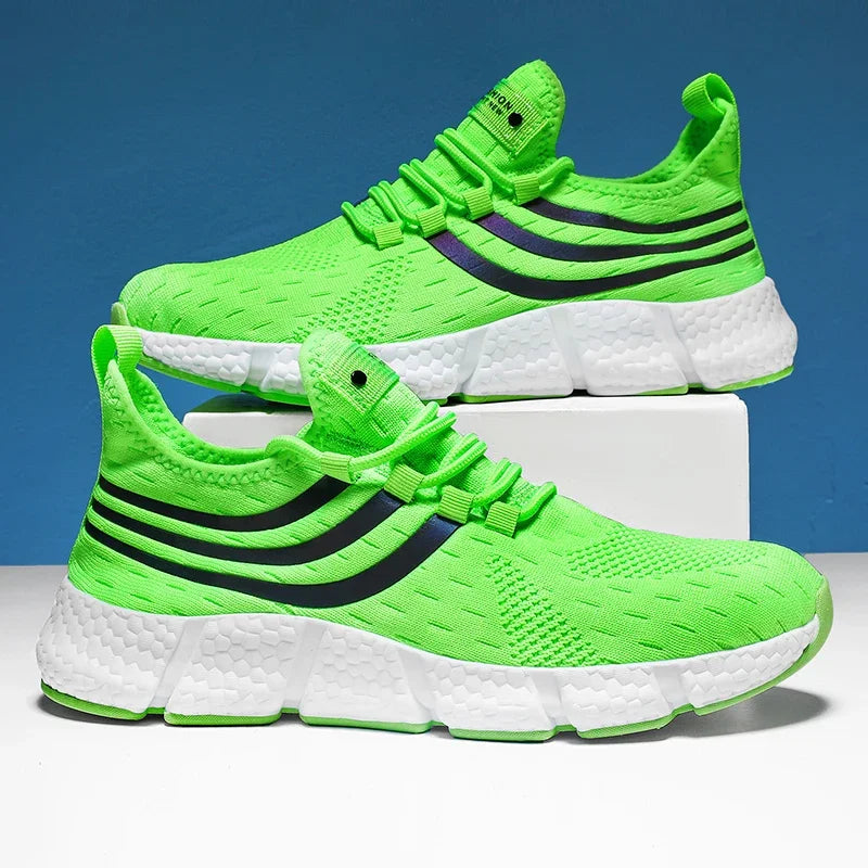 Striped Air Mesh Sneakers | Fluor Green | EU 36–46