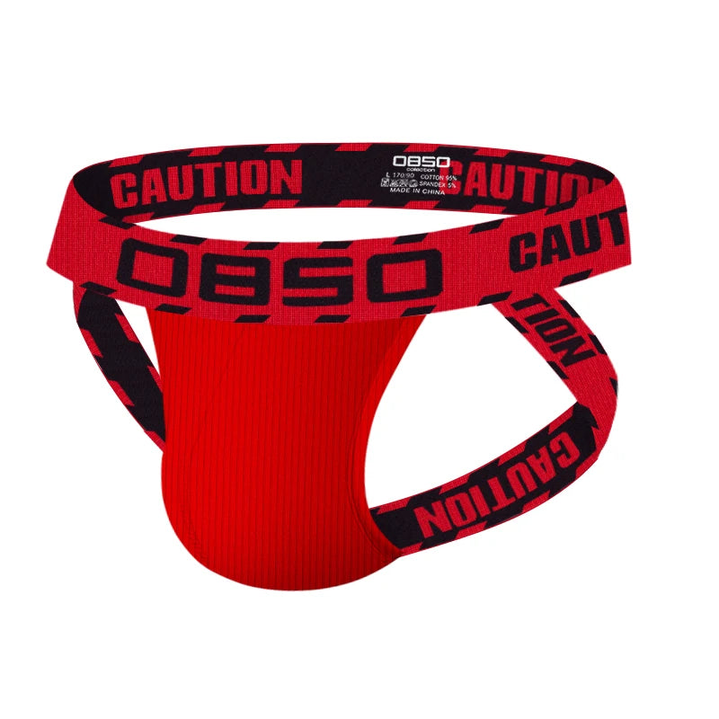 Caution Jockstrap – White, Blue & Red | M–2XL | Cotton &  Lycra