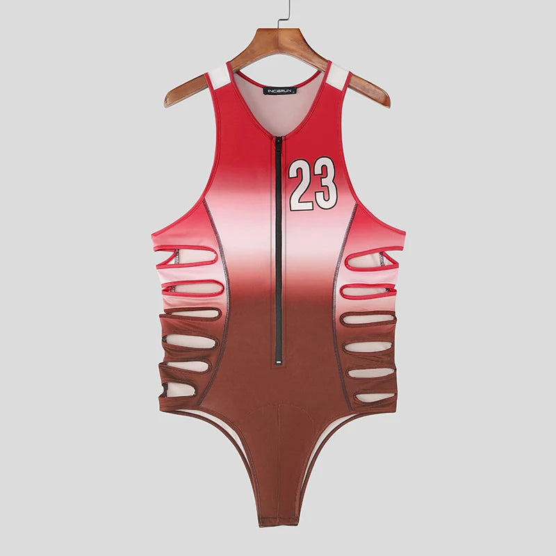 Open-Side Zip-Front Bodysuit – Red, Green & Blue | S–3XL | Polyester & Lycra