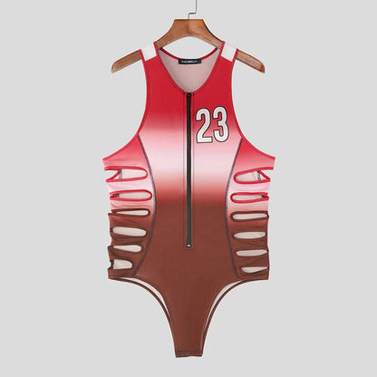Open-Side Zip-Front Bodysuit – Red, Green & Blue | S–3XL | Polyester & Lycra