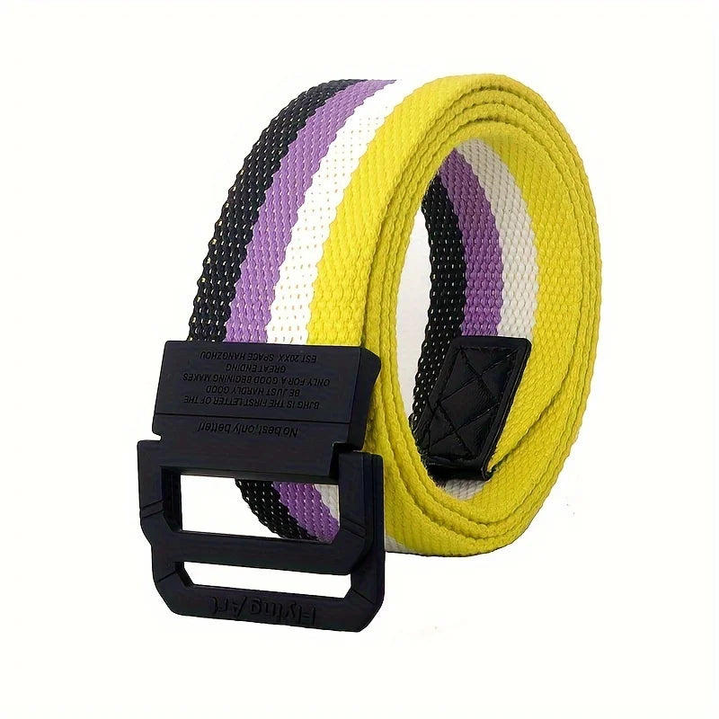 Pride Flag Stripe Canvas Belt – 9 Designs | Double Ring Buckle | 125cm