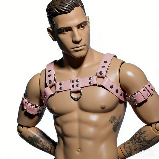 Chest Harness with Armband – 2 Colours | S–2XL | Genuine Leather & Metal