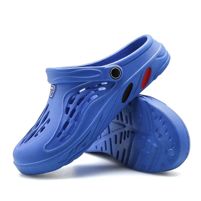Patchwork EVA Clog Sandals – Blue, Gray, Red, White & Black | EU 36–49