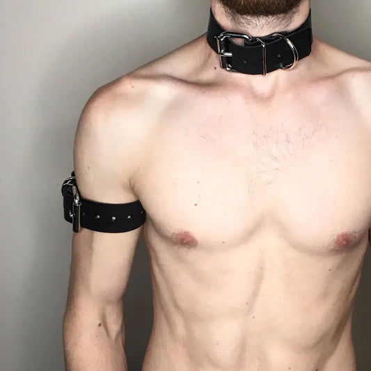 Faux Leather Collar, Wristband & Bracelet