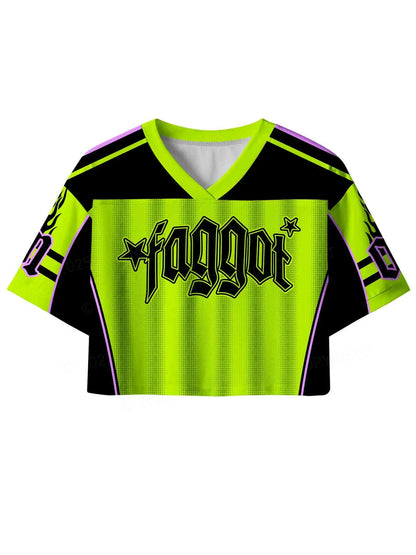 Y2K Faggot Mesh Sport Crop Top – Green | S–4XL | Polyester