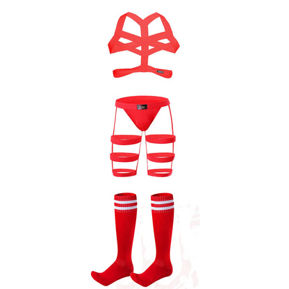 Jockstrap & Thigh Harness Set – Black, Black/White, White & Red | One Size