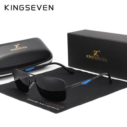 Polarized Rectangle Sunglasses – Black Gray & Silver Blue | UV400 | Stainless Steel