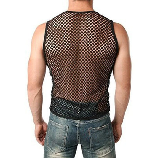 Mens Sexy Tanktop Transparant Mesh