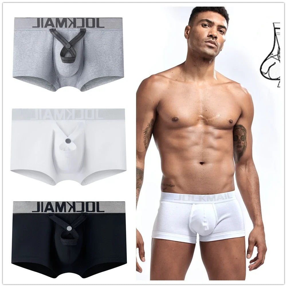Low-Rise Boxer Brief with Inner Ring – Black, Gray & White | M–2XL | Cotton & Lycra
