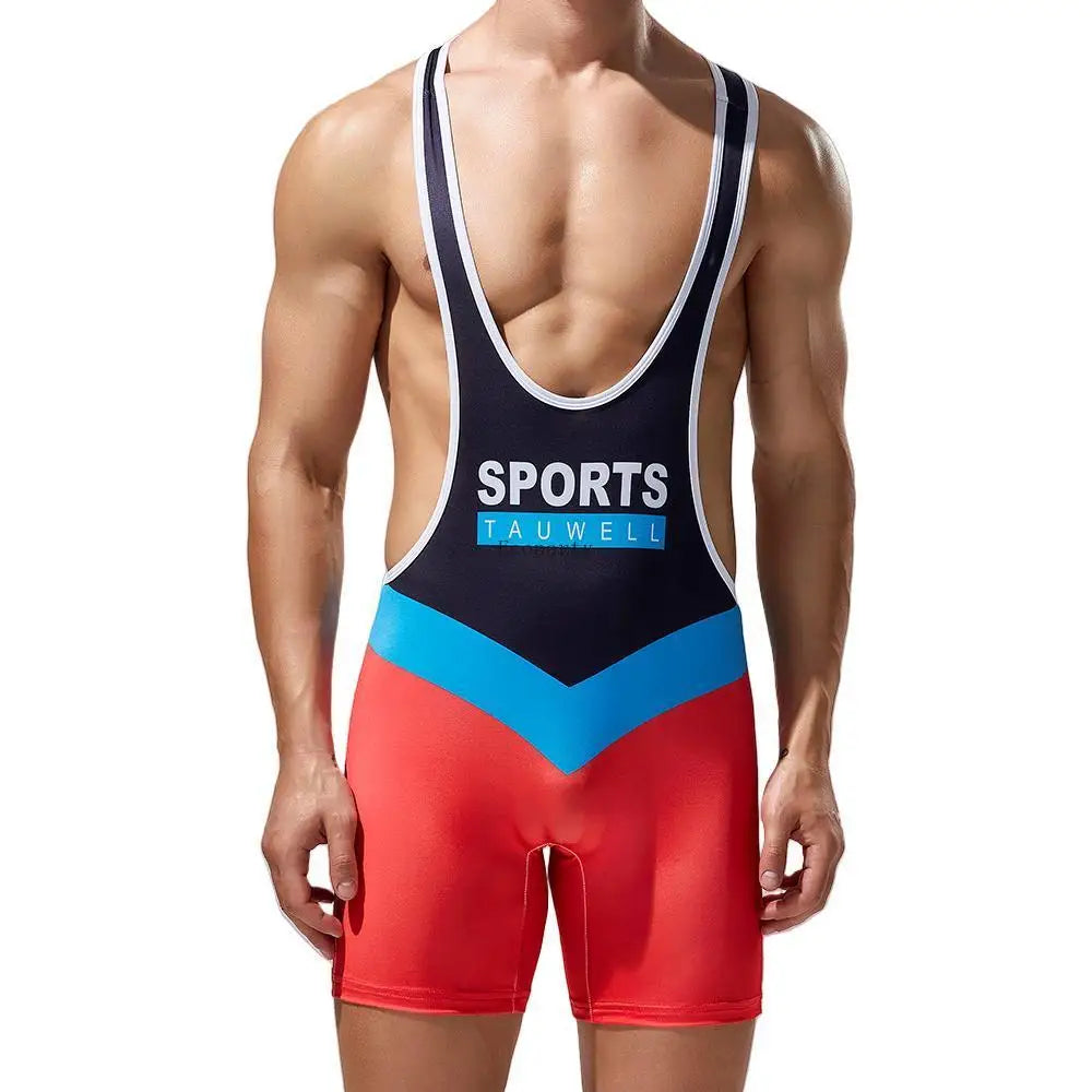Wrestling Suit – Black & Sky Blue | M–2XL | Polyester & Lycra