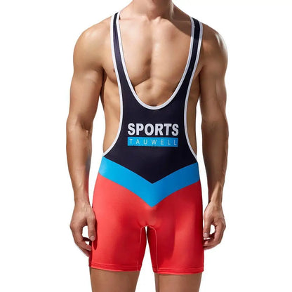 Wrestling Suit – Black & Sky Blue | M–2XL | Polyester & Lycra