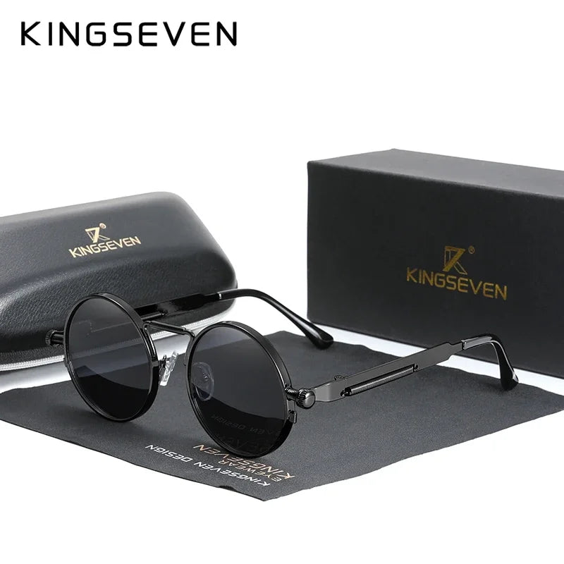 Polarised Round Steampunk Sunglasses – 8 Colours | One Size | Alloy & Polycarbonate