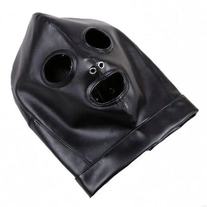 PU Balaclava Head Cover – Black | One Size | Eye & Mouth Opening