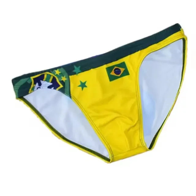 Flag Print Swim Brief – 6 Designs | S–2XL | Polyester & Elastane
