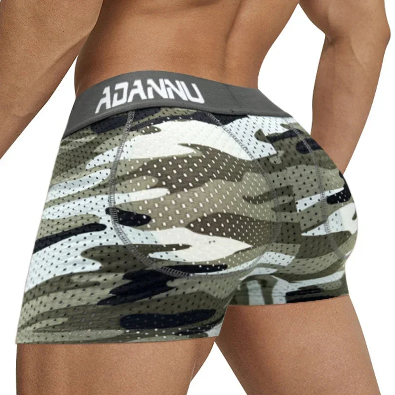 Camo Push-Up Boxer Short – Blue, Gray & Green | M–2XL | Nylon, Cotton & Lycra