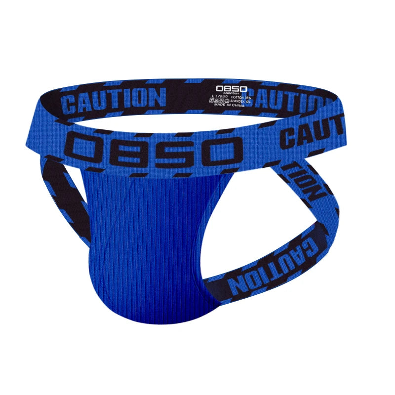 Caution Jockstrap – White, Blue & Red | M–2XL | Cotton &  Lycra