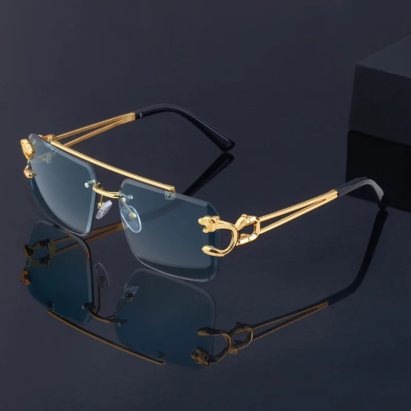 Frameless Punk Sunglasses – UV400 | 2 Colours | Gold Detail