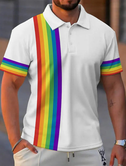 Rainbow Graphic Polo Shirt – 5 Colours | S–5XL | Polyester