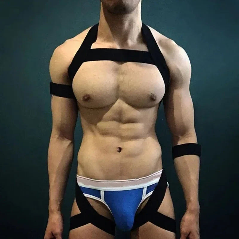 Chest Harness Set – Black, Red & White | One Size | Polyester & Nylon