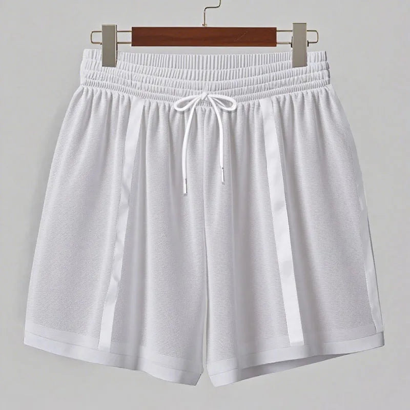 Men's Mesh Patchwork Shorts – See-Through Loose Drawstring Summer Streetwear | S–5XL
