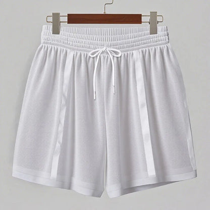 Men's Mesh Patchwork Shorts – See-Through Loose Drawstring Summer Streetwear | S–5XL
