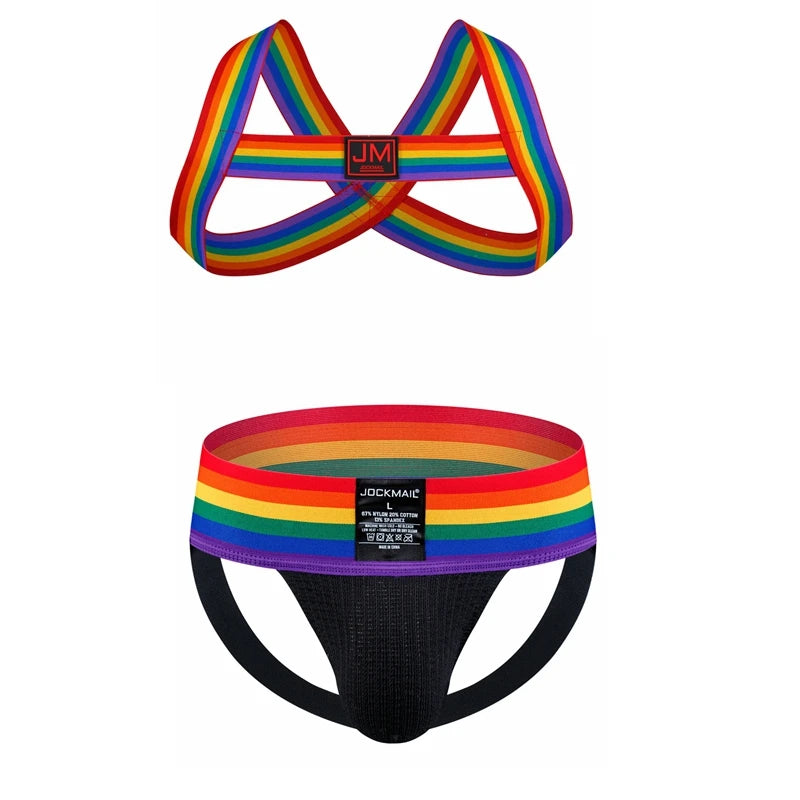 Jockmail Rainbow Harness & Jockstrap Set | 4 Colours | M–XXL