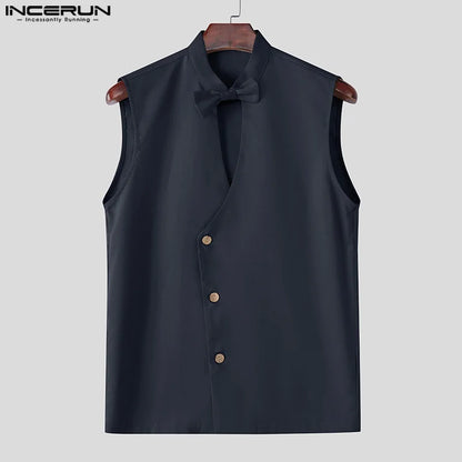 Bowknot Sleeveless Oversized Top – Gray, Khaki & Dark Blue | S–5XL