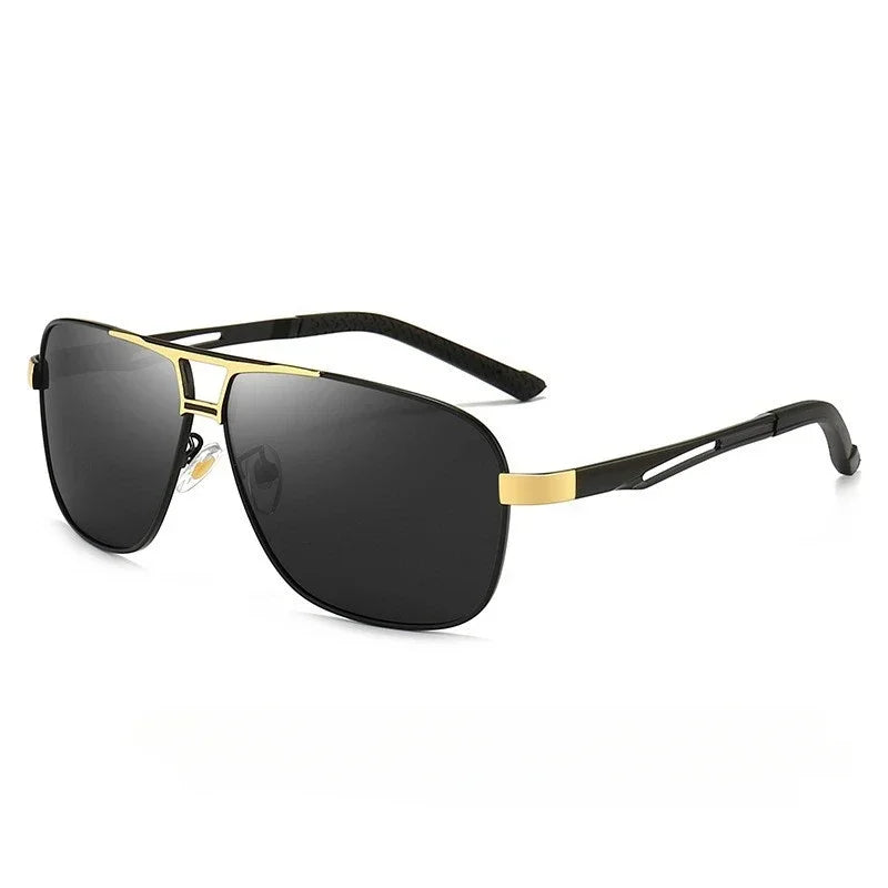 Square Photochromic Polarized Sunglasses – Silvery, Red, Golden & Black | One Size | Aluminium & TAC